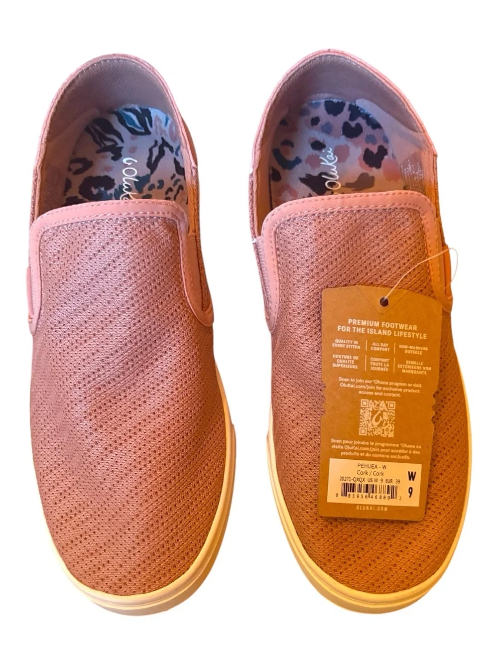 OLUKAI Pehuea Cork Pink Breathable Slip-on Loafers Size 9 — NEW WITHOUT BOX